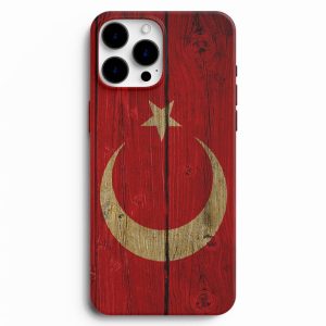 Ahşap Efektli Türkiye Bayrağı Telefon Kılıfı
