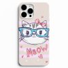 gozluklu kedi tasarimli vektor telefon kilifi