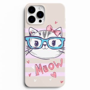 Gözlüklü Kedi Tasarımlı Vektör Telefon Kılıfı