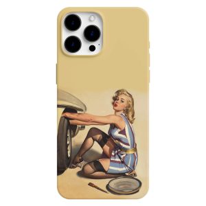 Pin Up Girl Lastik Değiştiren Kadın Telefon Kılıfı