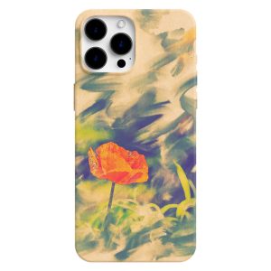 Sulu Boya Efektli Parlak Kırmızı Çiçek Tasarımlı Telefon Kılıfı