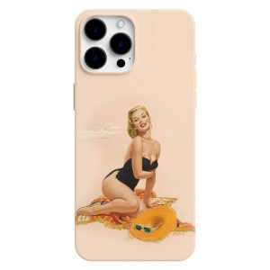 Vintage Plajdaki Kadın Pinup Girl Telefon Kılıfı