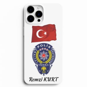 Polis Logo Ve Bayrak Baskılı Telefon Kılıfı