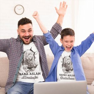 Yavru Aslan Baba Aslan Tişört Baskı