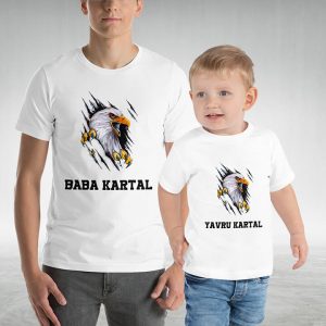 Baba Kartal Yavru Kartal Baskılı Tişört