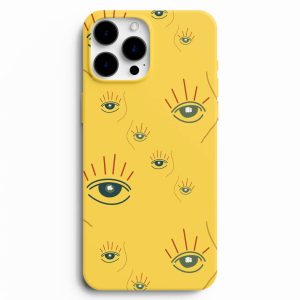 Göz Çizimli Sarı Silikon Telefon Kılıfı