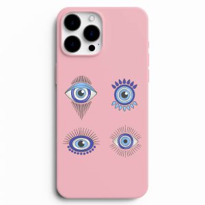 Göz Desenli Tasarım Pembe Telefon Kılıfı