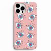 goz ve kalp resimli pembe silikon telefon kilifi