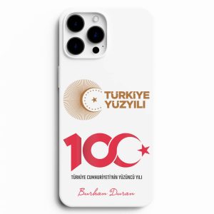 Türkiye 100 Yılı Logosu Beyaz Telefon Kılıfı