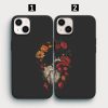 cicek ve kalp tasarimli ikili telefon kilifi