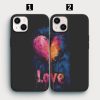 kalp tasarimli love baskili ikili telefon kilifi