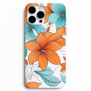 Turuncu Çiçek Desenli Telefon Kılıfı