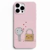anahtar ve kilit desenli telefon kilifi