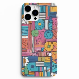 Geometrik Çizim Desenli Renkli Telefon Kılıfı