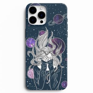 Gezegen Ve Kadın Silueti Desenli Telefon Kılıfı