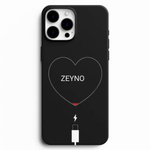 İsme Özel Kalp Ve Şarj Desenli Telefon Kılıfı