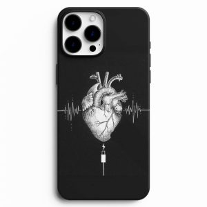 Kalp Desenli Siyah Telefon Kılıfı