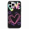 kalp ve love desenli telefon kilifi
