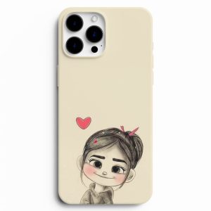 Minik Kız Ve Kalp Desenli Telefon Kılıfı