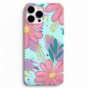 Pembe Çiçek Desenli Telefon Kılıfı