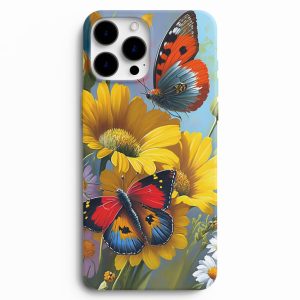 Sarı Çiçek Ve Kelebek Desenli Telefon Kılıfı