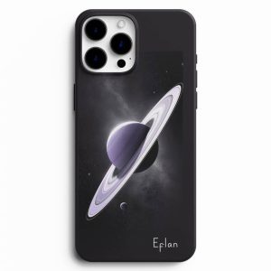 Satürn Desen Baskılı Siyah Telefon Kılıfı