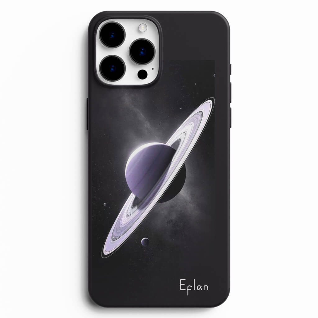 Satürn Desen Baskılı Siyah Telefon Kılıfı