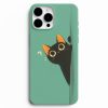 yan taraftan bakan siyah kedi desenli telefon kilifi