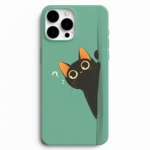 Yan Taraftan Bakan Siyah Kedi Desenli Telefon Kılıfı
