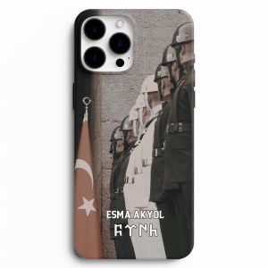 Asker ve Bayrağa Saygı Tasarımlı Telefon Kılıfı