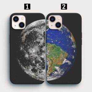 Ay Ve Dünya Baskılı İkili Telefon Kılıfı Baskı