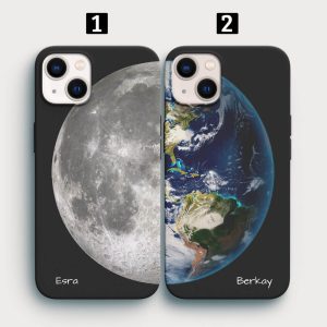 Alternative view of Dünya ve Ay Baskılı Çiftlere Özel Telefon Kılıfı