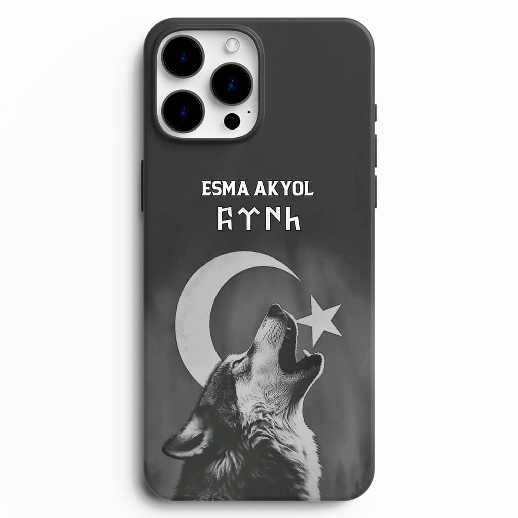 Siyah Beyaz Renkli Uluyan Kurt Baskılı Telefon Kılıfı