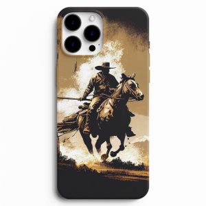 4 Nala Koşan At ve Kovboy Tasarımlı Telefon Kılıfı