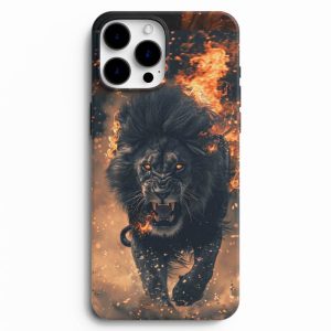 Alevler ve Aslan Tasarımlı Telefon Kılıfı