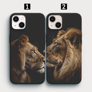 Dişi Aslan ve Erkek Aslan Tasarımlı İkili Telefon Kılıfları