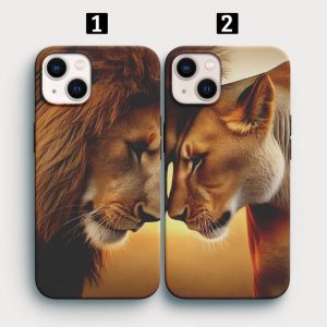 Erkek Aslan ve Dişi Aslan Resimleri ile Tasarlanmış Telefon Kılıfları