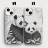 siyah beyaz panda vektor tasarimli ikili telefon kilifi