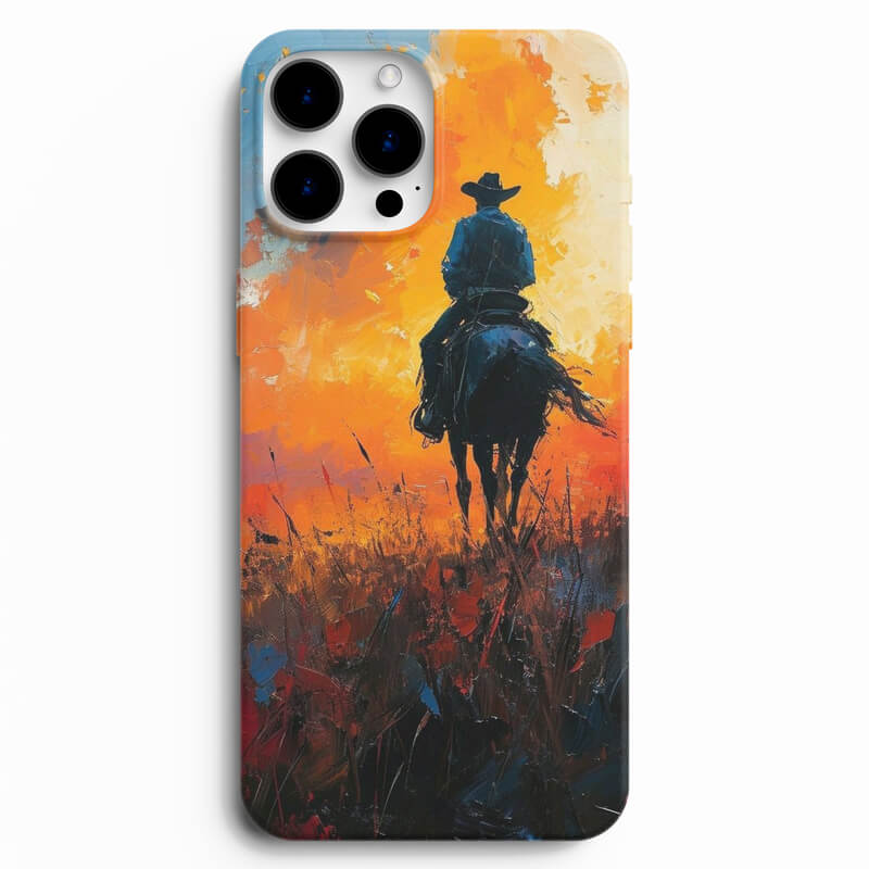 Yağlı Boya Tarzı Kovboy Baskılı Telefon Kılıfı
