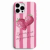 Çilek desenli pembe telefon kılıfı