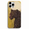 Altın güneş ve leopar desenli telefon kılıfı