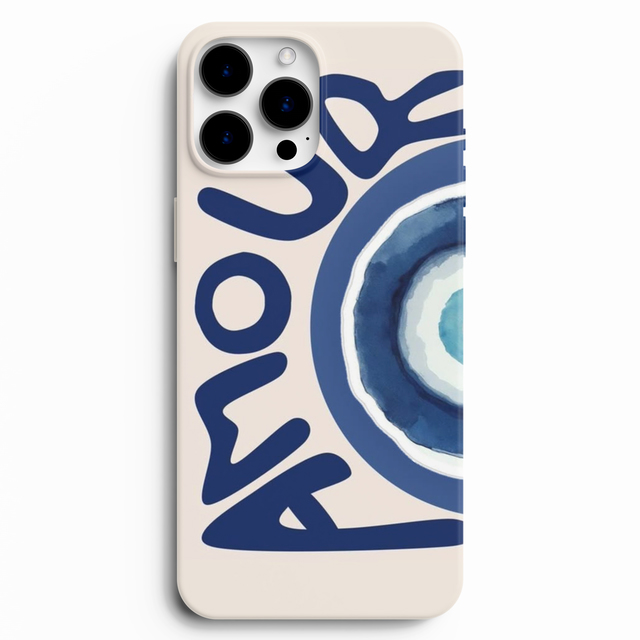 Amour nazar boncuğu desenli silikon telefon kılıfı