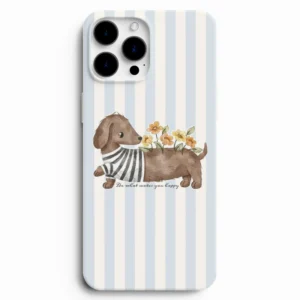 Çiçekli sevimli köpek desenli telefon kılıfı