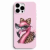 Leopar detaylı flamingo desenli telefon kılıfı