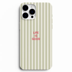 Life Is Good yazılı çizgili silikon lansman telefon kılıfı
