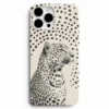 Siyah beyaz leopar portreli telefon kılıfı