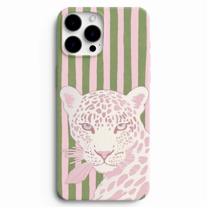 Pembe leopar figürlü silikon telefon kılıfı