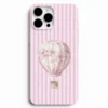 Pembe çizgili çiçek desenli sıcak hava balonu telefon kılıfı