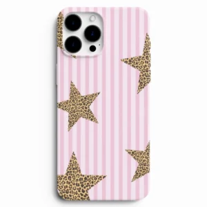 Leopar desenli yıldız figürlü şık telefon kılıfı