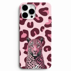 Pembe leopar desenli pars figürlü telefon kılıfı